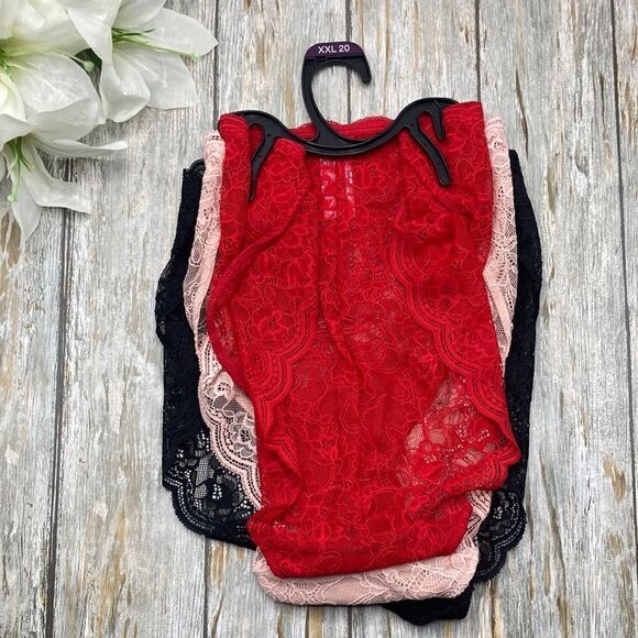 WOMEN'S Lace Thong & String Bikini Panties Underwear 2, 3-Packs Size XXL - Picture 3 of 11